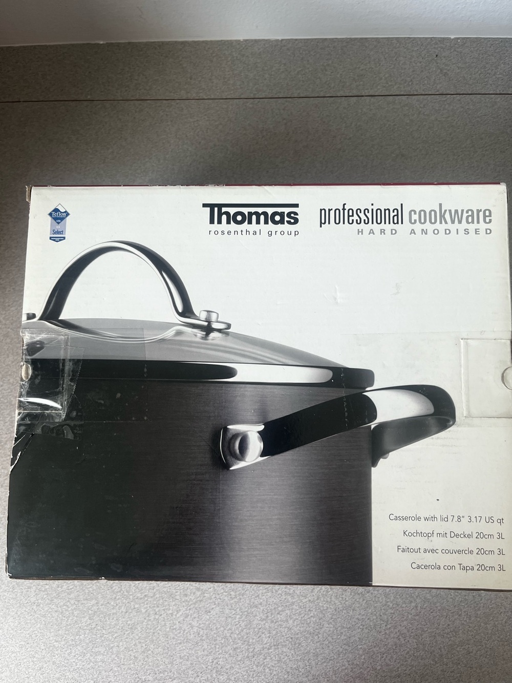 Thomas Rosenthal Cookware Hard-Anodised Casserole Pot w/Lid 20cm 3L 3.17 Qt NIB